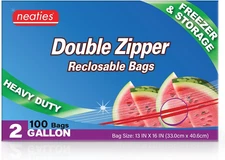 2 Gallon Freezer Bags with Dual Seal Technology - Pack of 100