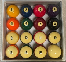 CLEANED & POLISHED ARAMITH “CROWN STANDARD” POOL BALLS (IN GENERIC BOX) (10)