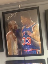 Patrick Ewing Autograph Staring Down Michael Jordan COA from Steiner 
