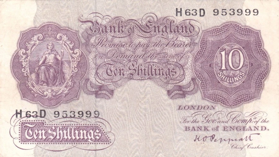 希少】イギリス紙幣10 Shillings 1925年旧紙幣 旧紙幣 イギリス10