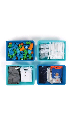 Plastic Storage Bins, Set of 4 Large Navy/Teal 4 Pack - Picture 5 of 6