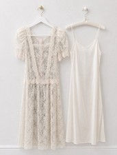 Vintage Cachet By Bari Protas Drop Waist Ivory Lace Dress Wedding Dress 13/14