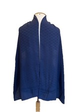 Ermenegildo Zegna Blue Monogram Scarf Shawl EZ Luxury Italian Style A93