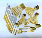 45 Pieces Gold Plated Flatware Set & Serving Pieces Never Used
