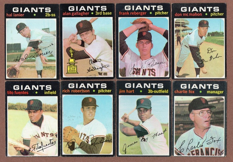 1971 Topps Lot (8) Giants #181 #224 #251 #354 #378 #443 #461 Hart #517 Fox