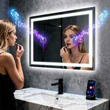LUVODI LED Bathroom Mirror Bluetooth Speaker Anti-fog Vanity Mirror Shatterproof