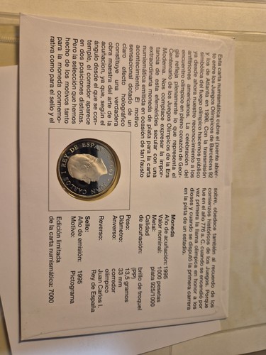 Numisbrief 100 Jahre Olympische Spiele Atlanta 1996 Spanien 1000 Pesetas PP 1995 - Bild 3 von 5