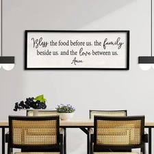 Bless the Food Before Us Sign Wall Decor 40"X15" Large Farmhouse Dining Room ...