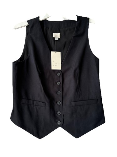 Women’s A New Day Tailored Layering Button Down Vest Black Size Small