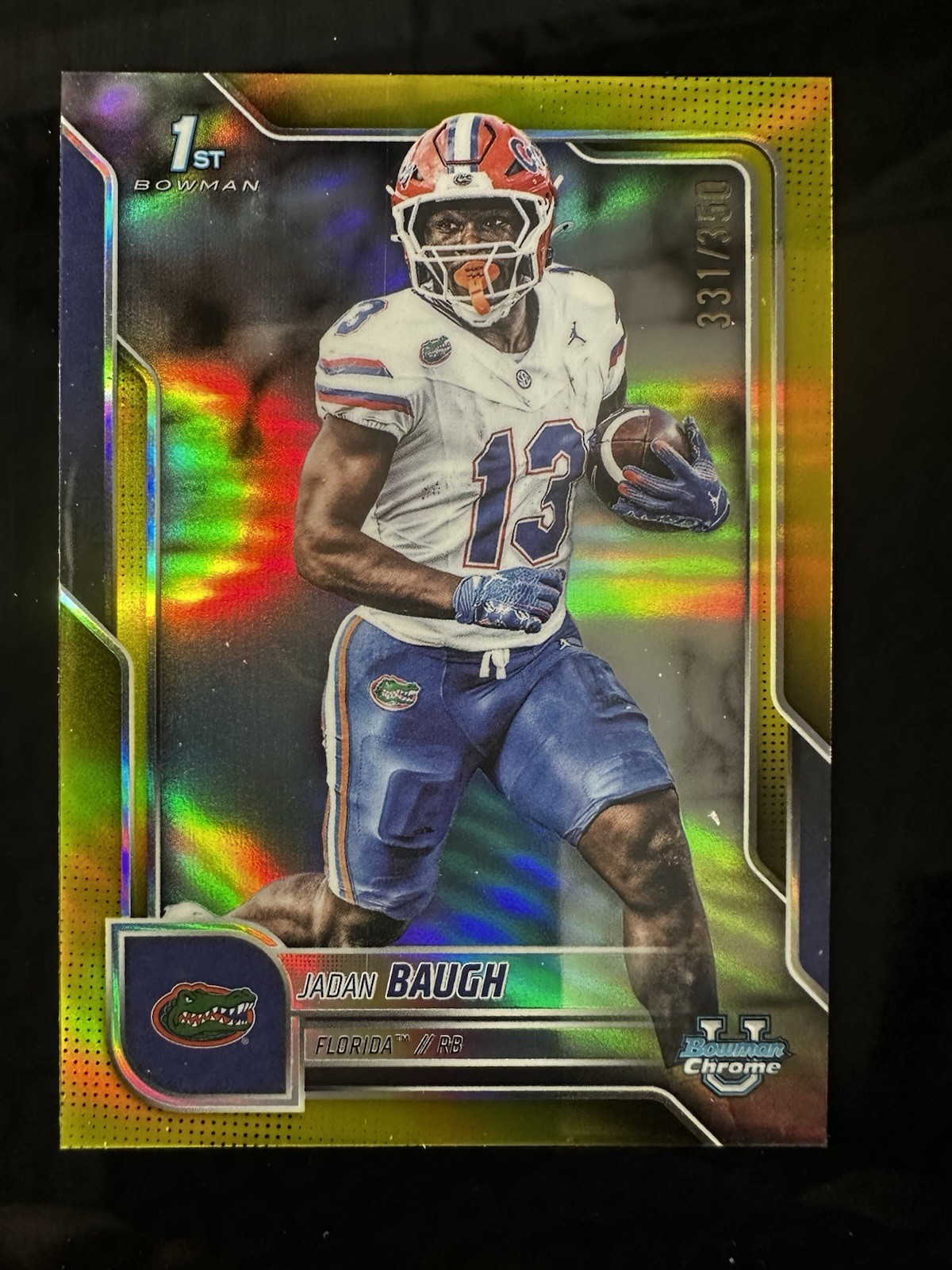 2025 Bowman Chrome U #65 Yellow Refractor Jadan Baugh /350 Florida Gators
