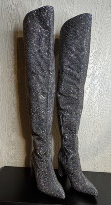 Carvela Pewter Otk Rhinestone Boot Sz 8.5 