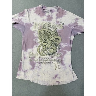 Y2K Rare Affliction Eagle and Snake Live Fast Distressed Purple Graphic Tee MMA