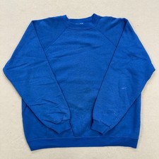 Vintage 80s Raglan Hanes Sport Blank Blue Crewneck Sweatshirt Men s Size XL