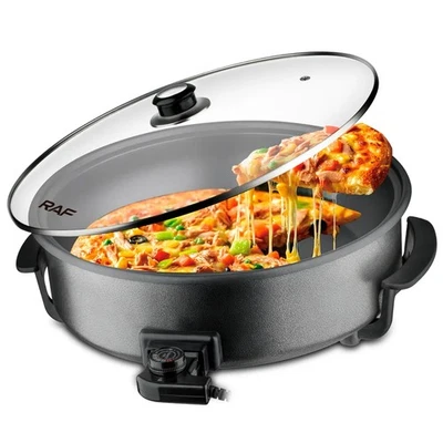 ROLAND GERMANY Elektrische Multifunktions-Pfanne Pizzapfanne Elektro mit Deckel 42 x 9 cm 1500W