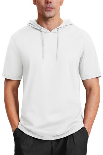 Mens Short Sleeve Hoodie Cotton Shirts Lightweight Sweatshirt Athletic Pullover - Picture 11 of 134