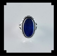 Handcrafted Sterling and Lapis Lazuli Ring Size 8 1/4