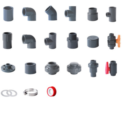 Dark Grey PVC 50mm ID Pipe Fitting Industrial Pressure Grade Metric Solvent Weld
