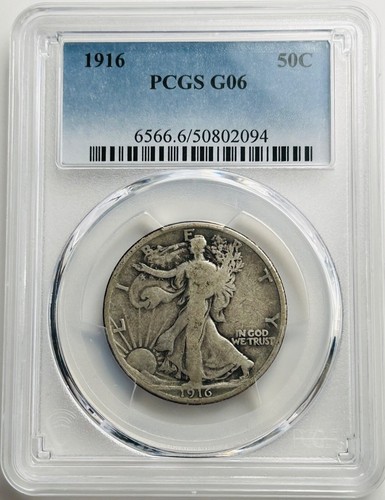 1916 P Walking Liberty Half Dollar PCGS G6 (PCGS Pop 107)