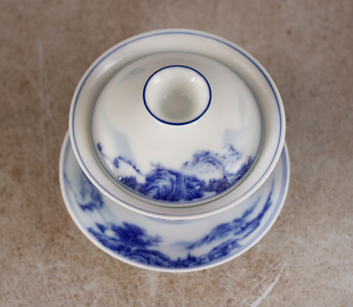Jingdezhen blau-weiß Porzellan Gaiwan Tureen Tasse Schüssel unter Glasur Deckel China - Bild 9 von 12