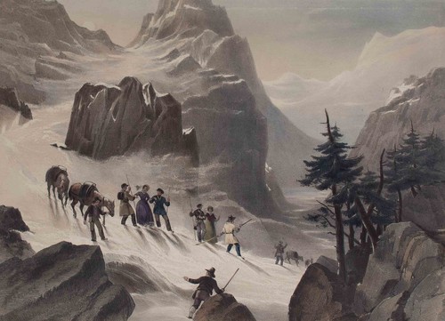 Paisaje de montaña Furkappass Suiza según George Barnard litografía sin fecha - Imagen 6 de 6