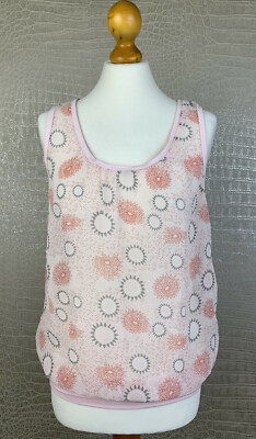 ICHI Damen Gr. S Chiffon Top Bluse Shirt rosa grau rot Blumen 510
