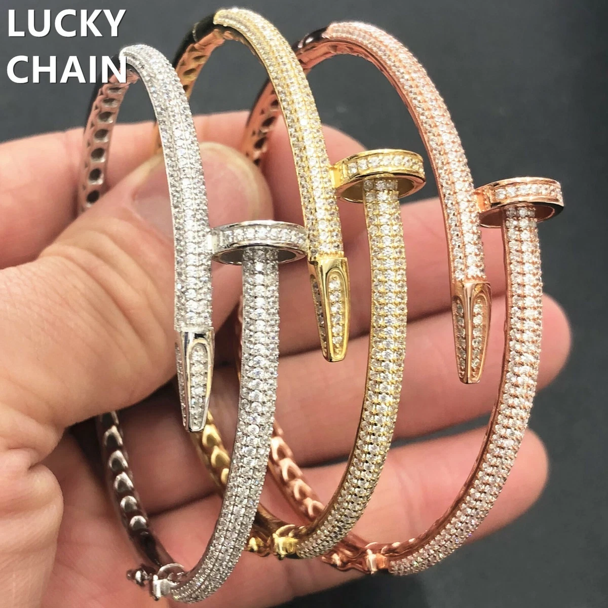 Cartier nail bracelet iced out deals