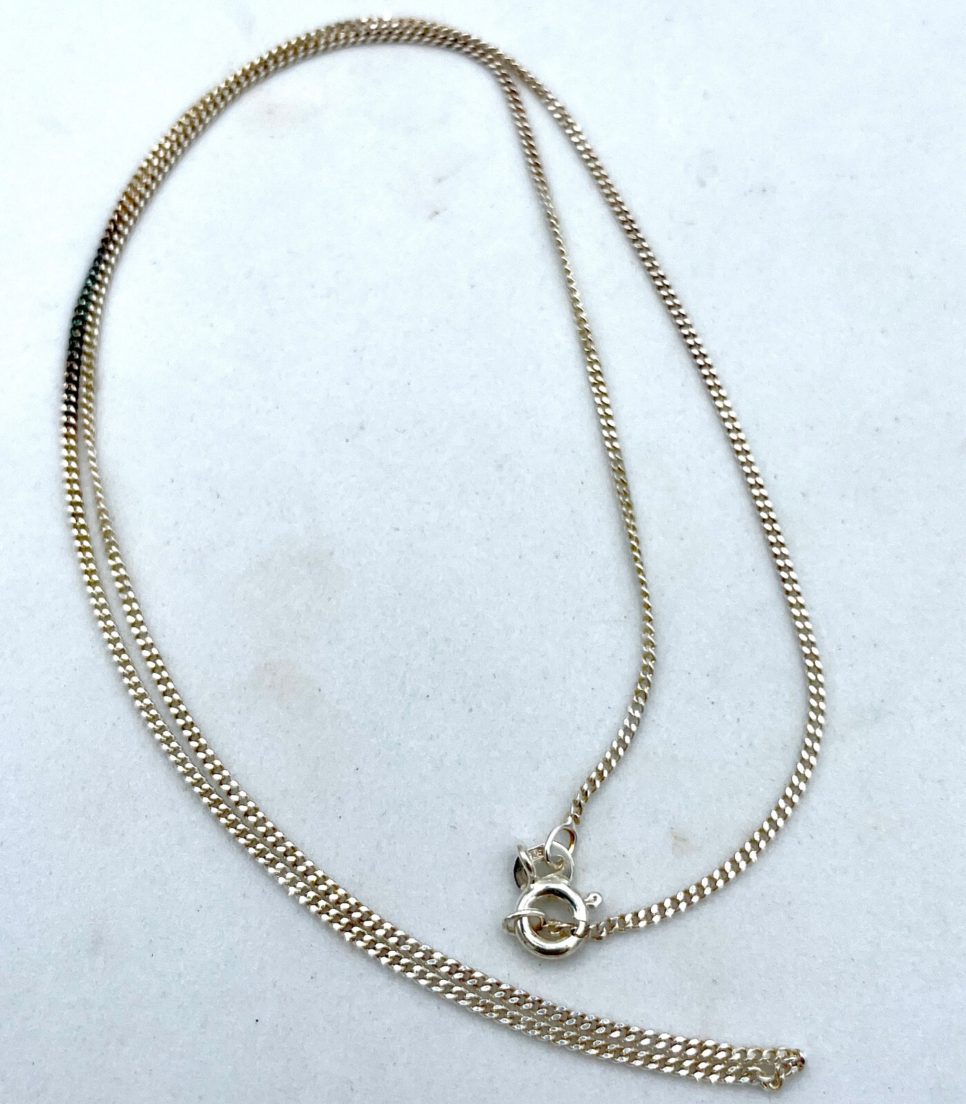 Fina Cuban Cadena De 925 Plata Con Federring- 45cm