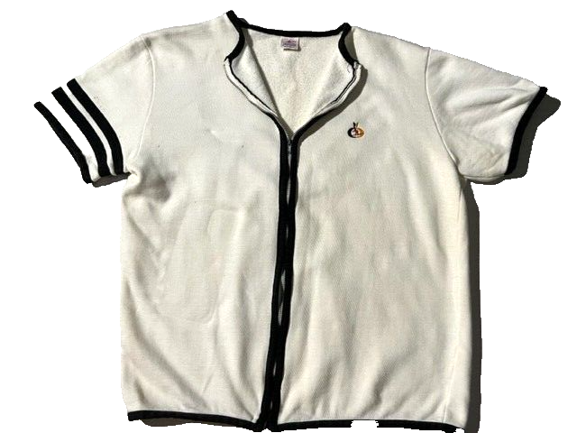 60s jantzen 前ZIP 半袖スウェット TALON DM1318 Vtg 50s 60s JANTZEN Men Wht Surf Stripe S/S Zip Tee Sweatshirt T