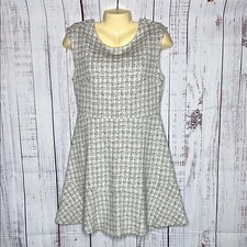 LOFT Ann Taylor NWT Size 6 White - Black Plaid Flounce Hem Fit & Flare Dress