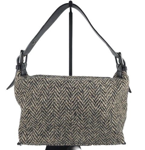 BANANA REPUBLIC WOOL Blend Purse Shoulder Bag Adjustable Buckle LEATHER Handle