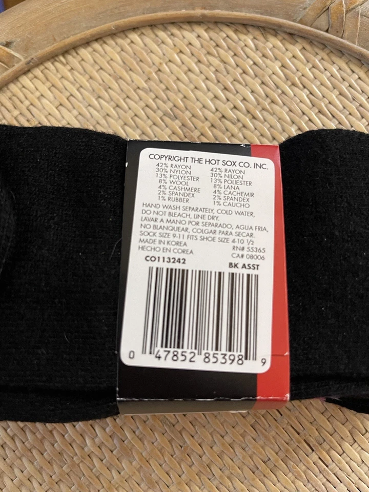 New NWT Hot Sox 3 Pairs, 1 Striped, 2 Solid Black, Luxury Cashmere Blend Socks - Image 2 of 4