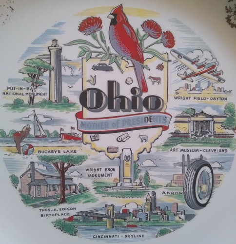 9.25" Vintage Ohio Mother of Presidents Souvenir Plate - Picture 2 of 3