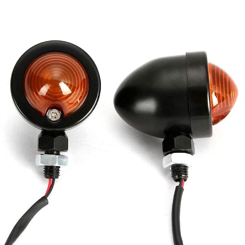 4Pcs Vintage Motorcycle Black Turn Signals Amber Light Bullet For Harley Honda - Picture 10 of 11