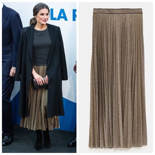 ZARA GOLD METALLIC MIDI SKIRT LIMITED EDITION ASO QUEEN LETIZIA S SMALL UK 8 - Picture 6 of 6