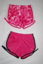 Girls 2 LOT ATHLETIC SHORTS Lined PINK TIE DYE White Black S 6-6X