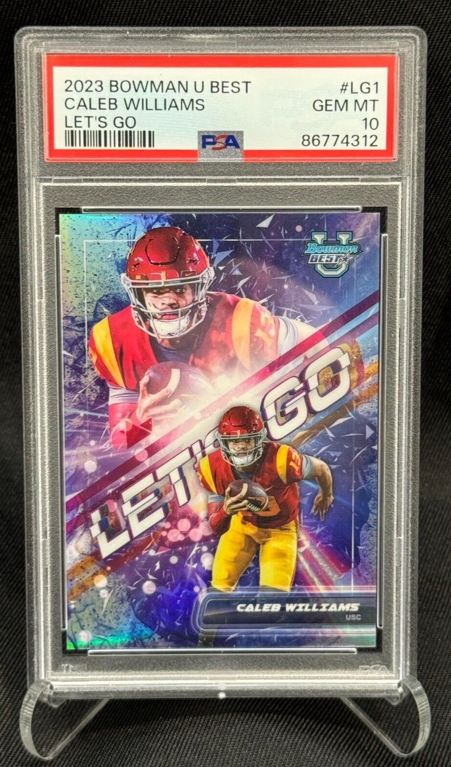 2023 Bowman Chrome University Best Caleb Williams Let’s Go SSP PSA 10 USC