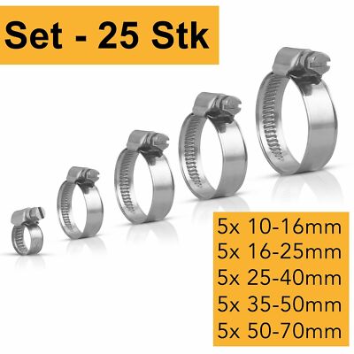 Schlauchschellen Set Schlauchbinder [25x] Rohrschellen Edelstahl Schlauchklemmen