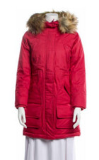 Hunter Womens Red Parka Jacket Faux Fur Hood New Nwt Xxs 2xs