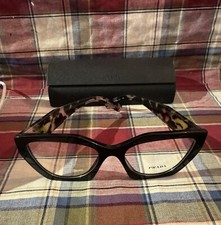 New PRADA Eyeglasses VPR 09Y 21B-1O1 54-18-140 Black Tortoise Cat Eye Frames
