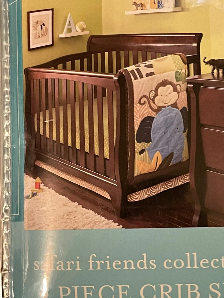 NUEVO Tiddliwinks Safari Friends 3 piezas Cuna Bebé Guardería Ropa de Cama Edredón Sábana Volantes Foto 2 de 4