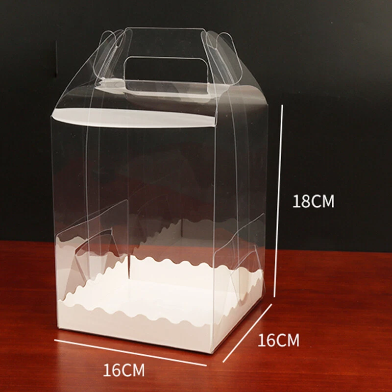 10X Cajas de PVC para Pasteles con Asa Boda Cumpleaños Fiesta Favor Cupcakes Caja Transparente Foto 3 de 4