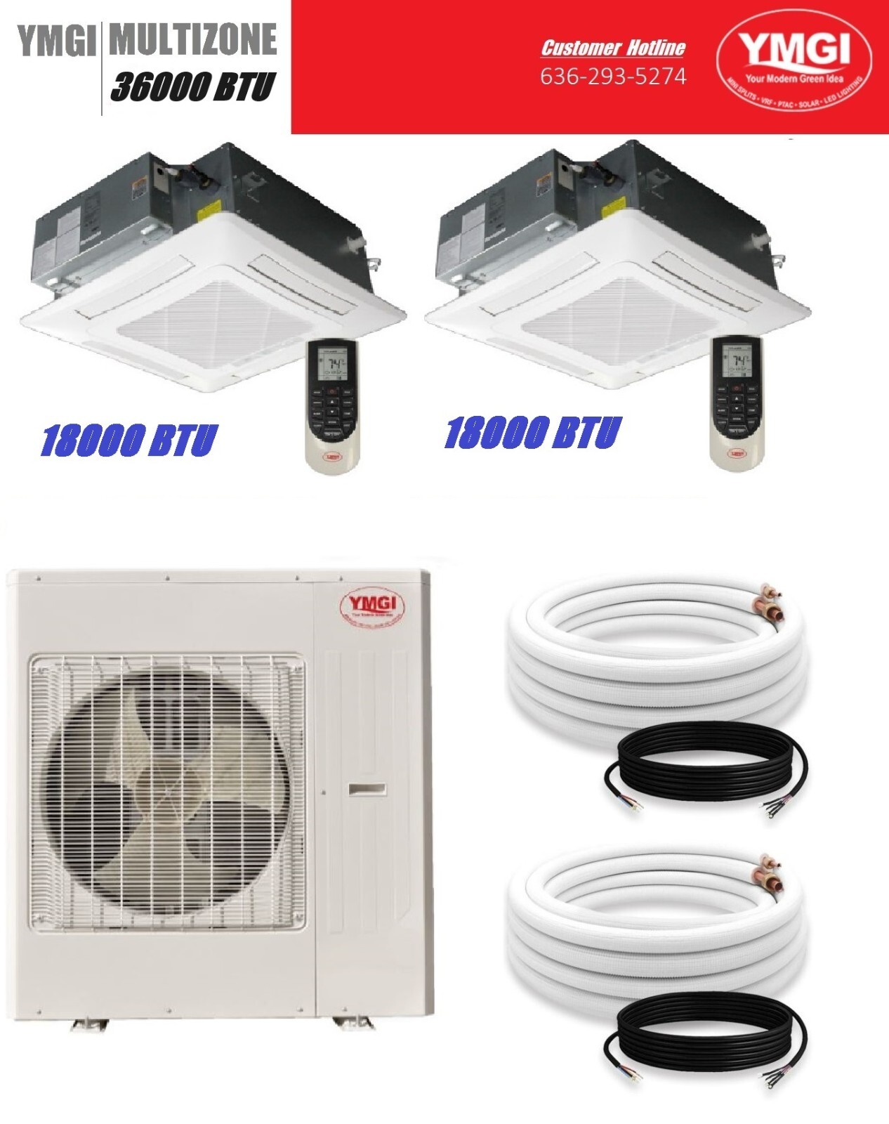 36000 BTU Ductless Mini Split Air Conditioner Heat Pump for Cooling Heating YMGI