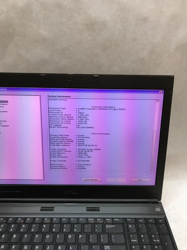 Dell Precision M4600 15" Laptop i7-2820QM 2.3GHz 4GB RAM NO HDD For Parts - - DW - Image 2 of 4