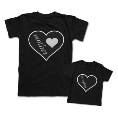 Love Mommy and Me Outfits Mother Daughter Love Heart Knit Cotton Match Clothes