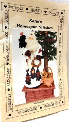 Vintage Katie's Homespun Stitches We Believe 24'' Santa Pattern Christmas Sewing
