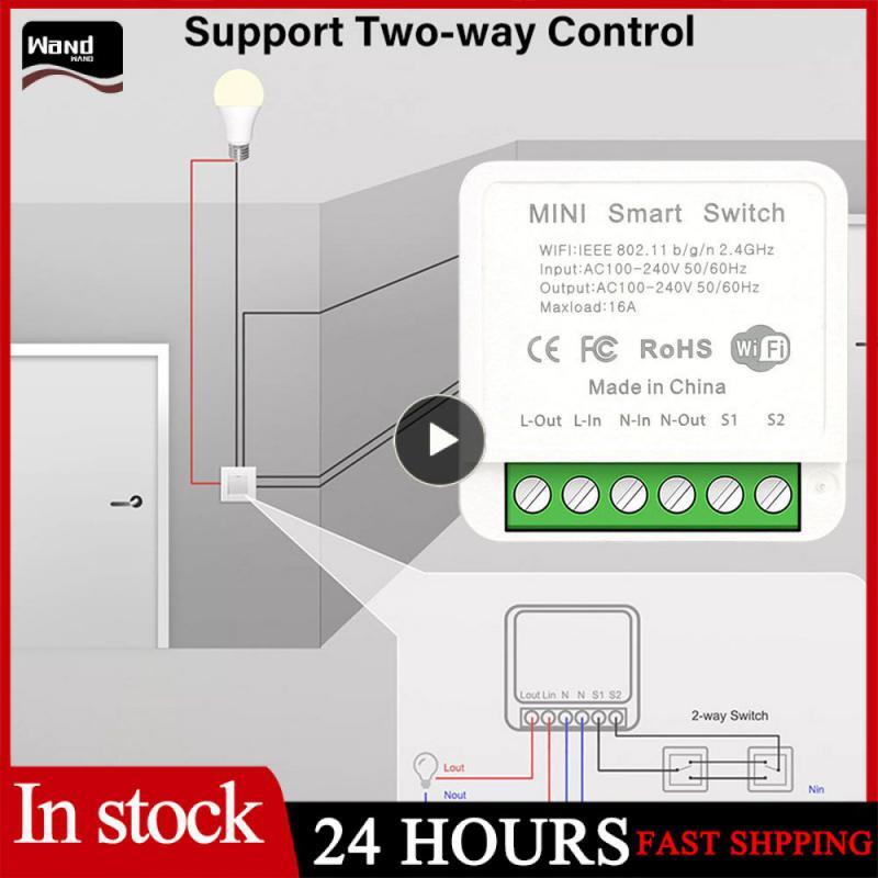 Tuya WiFi Mini Smart Light Switch 16A Relay Module Smart Home Automation Via Sma