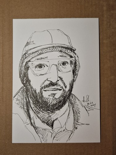 Original ink drawing man face male portrait original art A5 OOAK - Picture 2 of 2