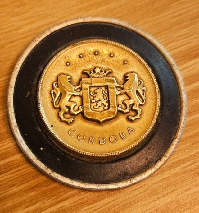 1976-1977 Chrysler Cordoba Steering Wheel Ornament - Gold Colored - 3 Spoke