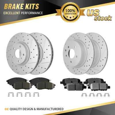 Front Rear Disc Brake Rotors + Ceramic Pads for 2008 - 2012 Infiniti EX35 EX37