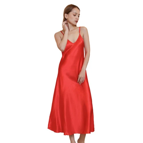 Sexy Satin Silk Robe Dress Sleepwear Lingerie Long Nightdress Nightgown - Bild 22 von 41